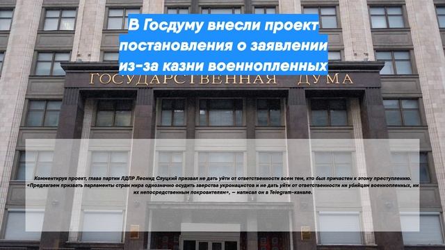 В Госдуму внесли проект постановления о заявлении из-за казни военнопленных