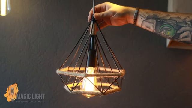 Потолочная люстра клетка с канатом