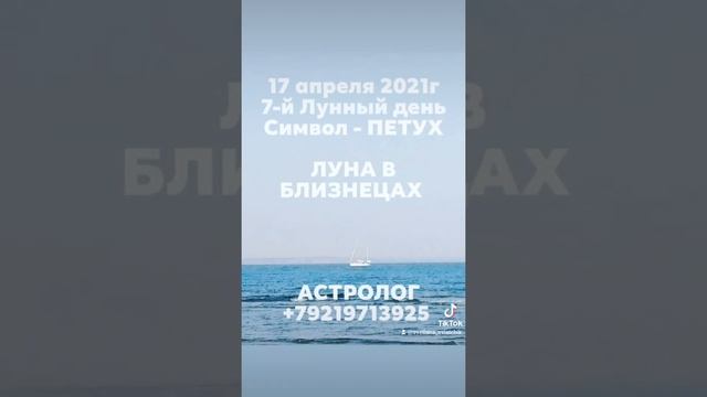 7-й Лунный день. Символ - ПЕТУХ. 17 апреля 2021г ЛУНА в знаке БЛИЗНЕЦОВ.