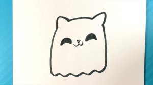 EASY How to Draw ADORABLE CAT GHOST - Halloween Drawings