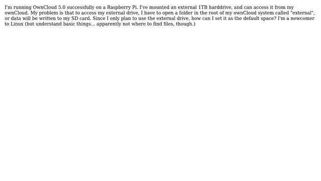 Owncloud: Setting an external drive as the default - Wheezy смотреть онлайн