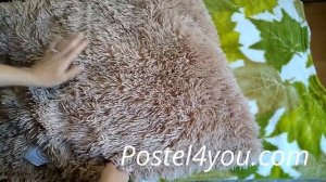 Меховой пушистый плед – покрывало травка с длинным ворсом 220х240 евро песочный серо-бежевый