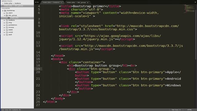 Bootstrap tutorial - button group смотреть онлайн