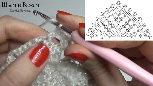 Бактус/Шаль/Платок крючком. Мастер-Класс + Схема. Crochet Baktus/Shawl/Scarf. Tutorial + Chart.