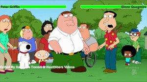 Peter Griffin vs. Glenn Quagmire with healthbars