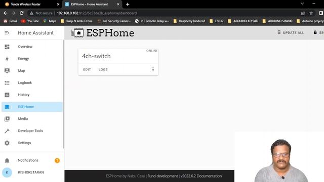 Home Assistant - ESP Home - NodeMCU with 4 Channel relay integration