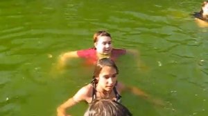 Bathing in the fountain on Manezhnaya Square (Moscow)./Купания в фонтане на Манежной площади.