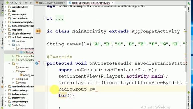 Dynamic RadioButton example in android