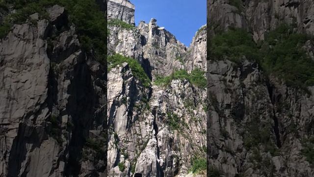 View of Preikestolen from Lysefjord cruise ship