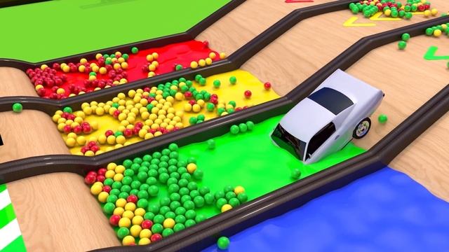 Learn Colors with Toy Cars  street vehicles in Magic Slide Pretend Play for Kids ??????