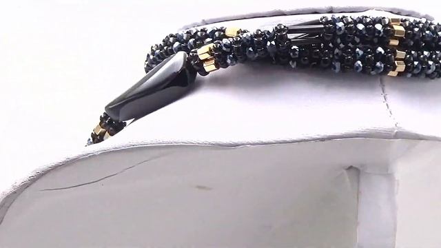 Бусы # 00123 агат, бисер, рондели, гематит смотреть онлайн