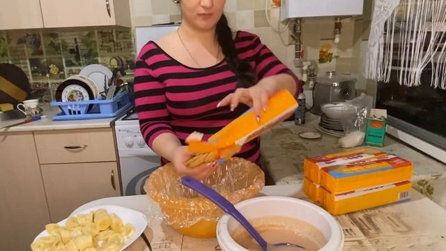 Рецепт торта #Панчо без выпечки•Печенье,банан,сметана•