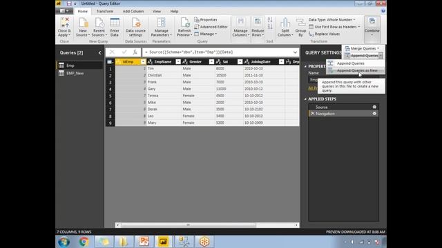 Append Queries in Power BI смотреть онлайн