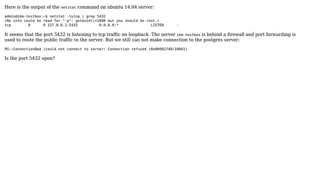Ubuntu: Is port 5432 open for postgres? смотреть онлайн
