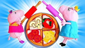 Свинка Пеппа и семейная пицца. Игры готовка с игрушками Свинка Пеппа на русском языке