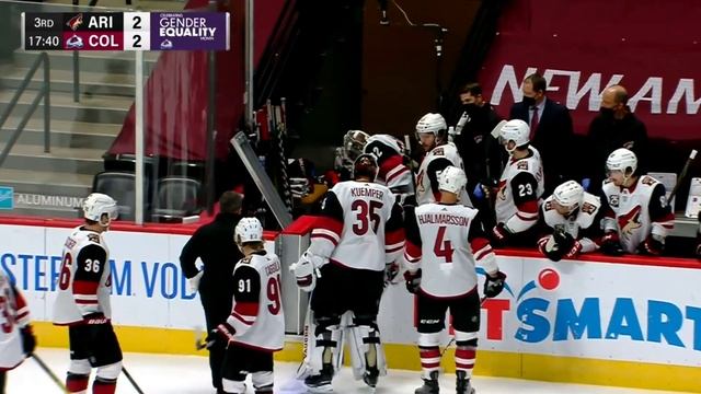 Darcy Kuemper Yells At Ref To Stop Play, Exits The Game Afterwards смотреть онлайн