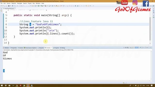 Latest Java 11 Tutorial - New String Features - isBlank, Lines, Repeat, Strip(ALL)