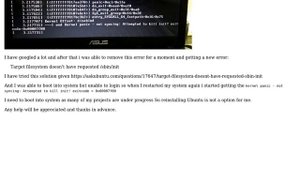 Ubuntu: Kernel Panic - not syncing - Attempted to kill init ! exit code 0x00007f00