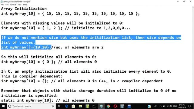 Linear Array Declaration And Initialization in C