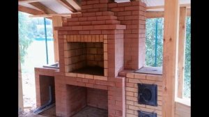 Комбинированное барбекю из кирпича с мойкой и варочной плитой