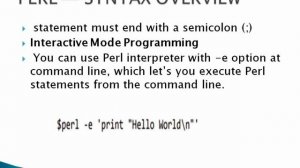 PERL overview | Interpreted Language #perl