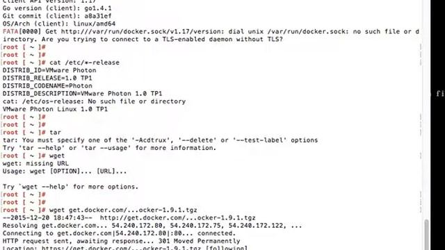 PhotonOS Docker update 1.5 to 1.9.1 смотреть онлайн