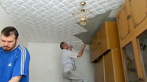 Как Быстро клеить потолочную плитку