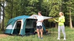 Палатка на открытом воздухе двухкомнатная с одним гостиным уголком