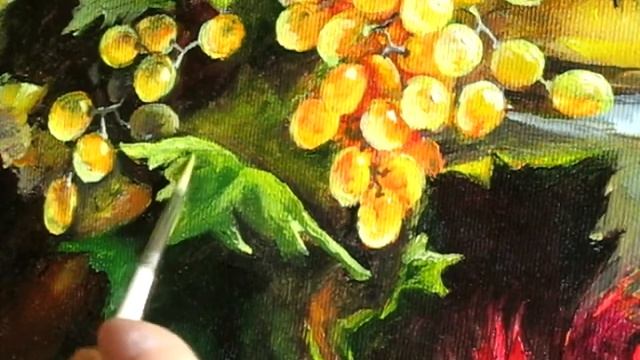#7 Дописывание картины "Натюрморт со свечой" - розы, виноград, свеча маслом | Бельчев Андрей