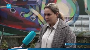 25.10.2021 Дом-памятник в центре Архангельска изуродовали огромной граффити-надписью