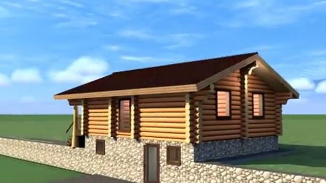 Проект одноэтажного домика 8*10 м. из бревен д28 смотреть онлайн