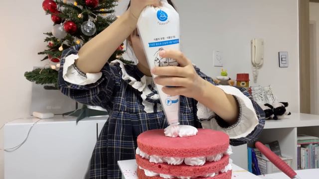 크리스마스에 케이크 선물하깅💝🎂🎄 행보케 🥰