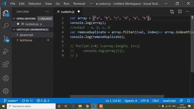 Remove duplicate from array using filter method || Filter Method || IndexOf Method || Javscript