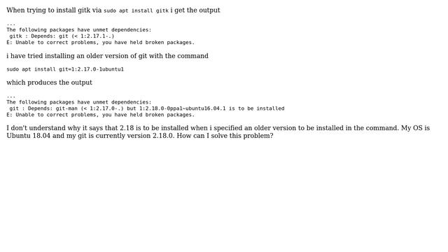 Ubuntu: Can't install git related packages on Ubuntu 18.04 due to unmet dependency смотреть онлайн