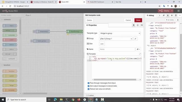 สอน MongoDB บน Node Red & ESP8266 ตอนที่ 5 ดึงข้อมูลจาก MongoDB มาเเสดงที่ Node Red Dashboard UI