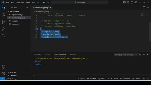 3. Data types & typeof operator in javascript