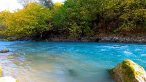 Turquoise River with Autumn Scenery, soothing River Sounds for a Long Sleep