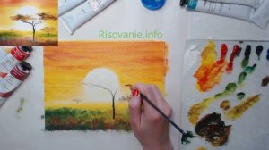 Фрагмент урока по живописи маслом. Африканская саванна