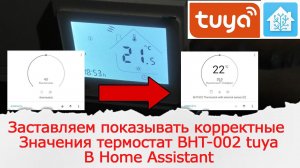 Корректные значения с термостата BHT-002 tuya в Home Assistant. С помощью интеграции tuya-local.