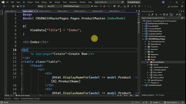 ASP.NET Core Razor Pages Full CRUD - .NET 7.0 Razor Pages using Entity Framework Core and SQL Serve