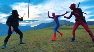 Superheroes in the Mountains \Spiderman, Deadpool, Blackman