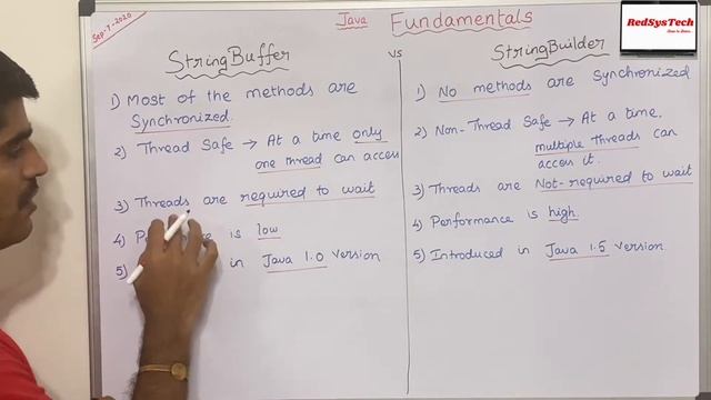 # 65 StringBuilder vs StringBuffer in Java | StringBuffer vs StringBuilder |Java Tutorial RedSysTec