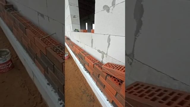 облицовка газоблока  кирпичом