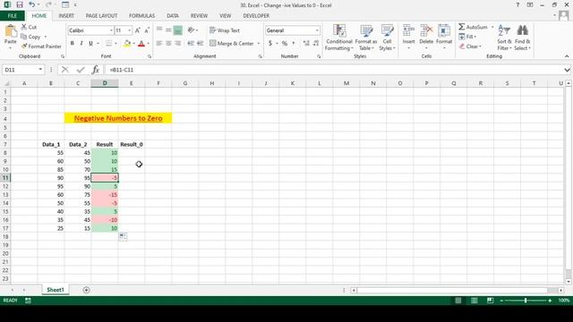 Change  -ive Values to 0 (Excel Tutorial) - explained in (Urdu/English) смотреть онлайн