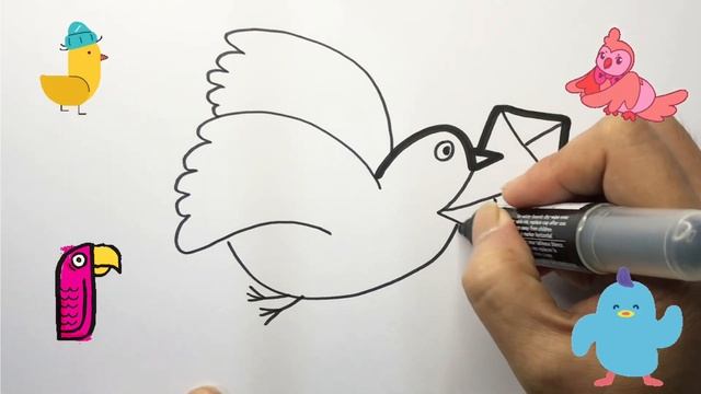 How To Draw a Cute Dove for Children | рисунок голубя для детей | Bolalar uchun kaptar rasm chizish смотреть онлайн