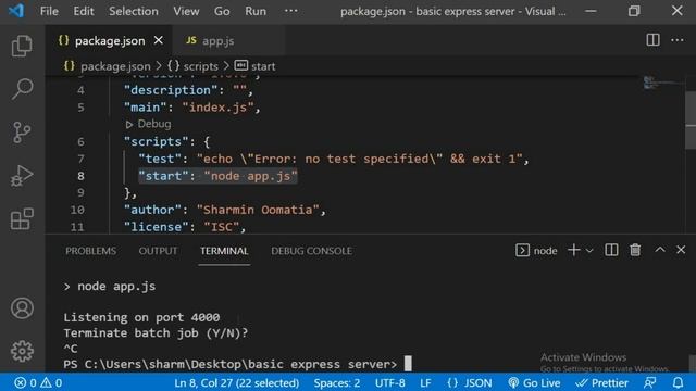 How to set up a basic express server | Node js
