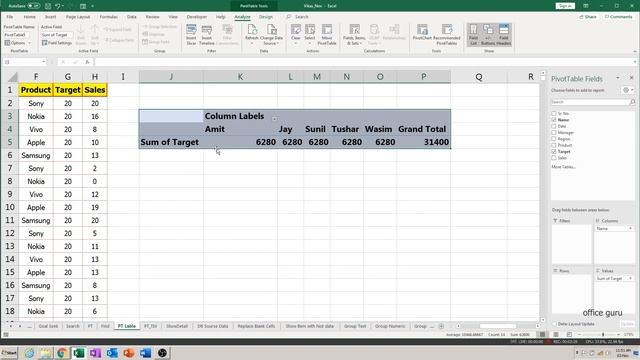 Pivot Table In Excel In Hindi | Excel Pivot Basic Tutorial