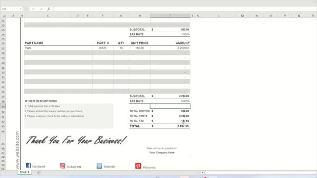 Excel maintenance and repair invoice template, Google sheets template, instant download смотреть онлайн