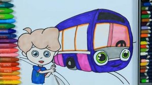 Как нарисовать автобус ? | Цвета для детей | Как окрасить | Рисование для детей