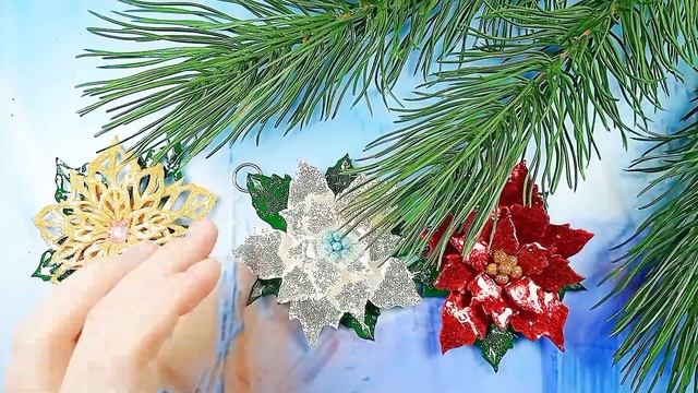 Елочные игрушки из полимерной глины | пуансеттия из полимерной глины | лепим новогодние украшения